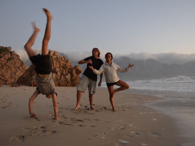 Camping crew on the beach