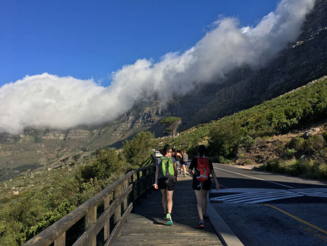 Walking along the base
