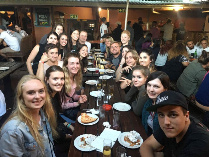 Unlimited pizza and beer at Trenchtown