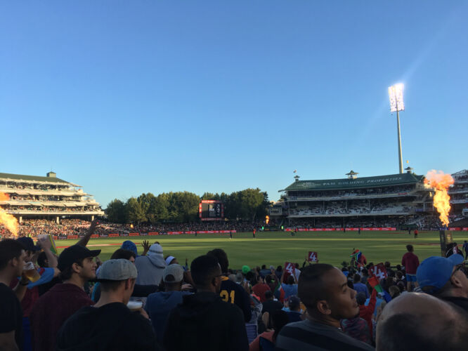 Newlands Stadium w/ fire