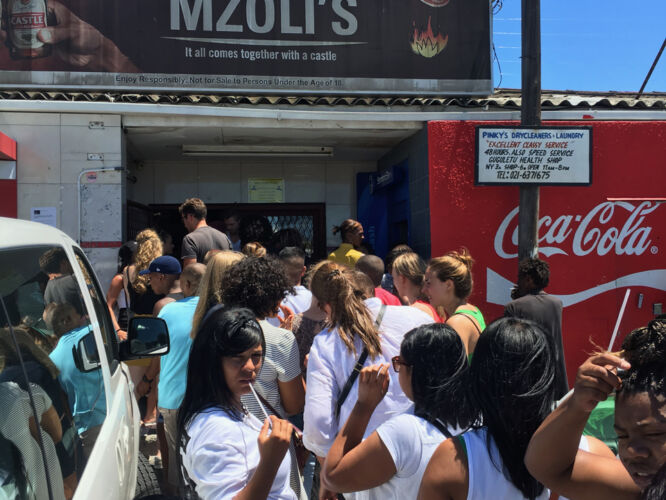 Waiting for food at Mzoli's