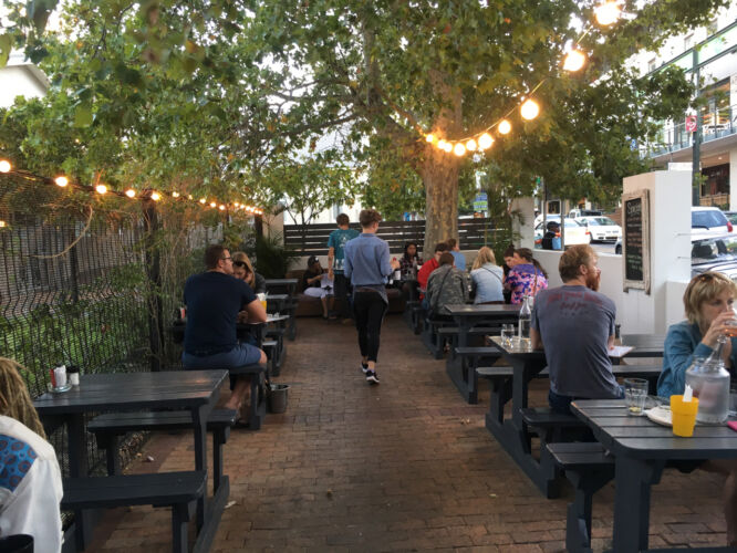 Magical garden w/ pizza and wine