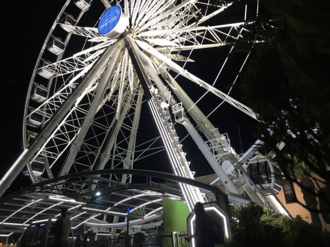 Waterfront wheel at night