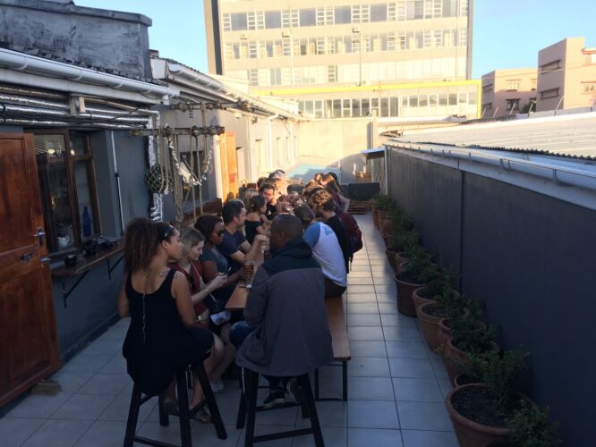Tasting beers on the porch