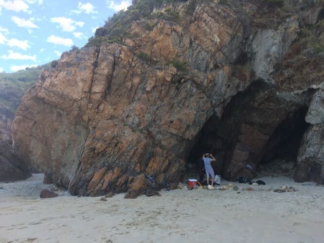 Relaxing after a baboon raid