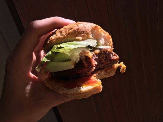 Ostrich burgers w/ prosciutto