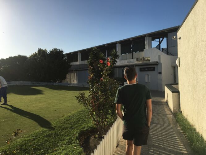 Jim heading to the golf range