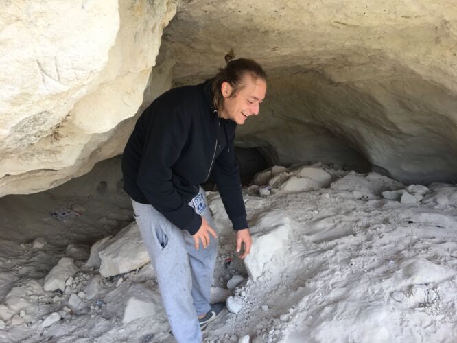 Tom in a cave