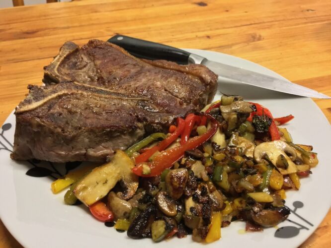 Self made steak dinner