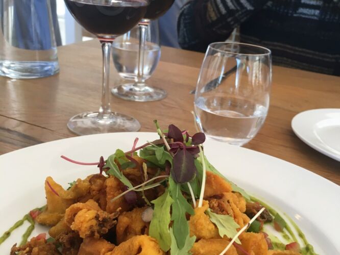 Calamari and wine