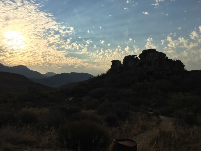 Heading up the rocks